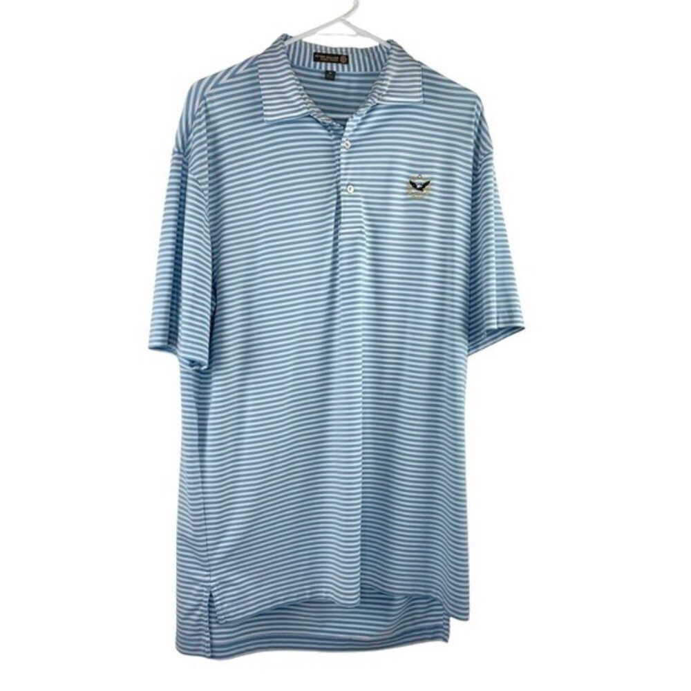Peter Millar Summer Comfort Blue Striped Short Sleeve Polo